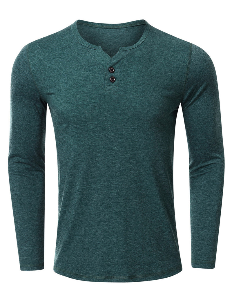 Men's Casual Solid Color Long Sleeve T-shirt