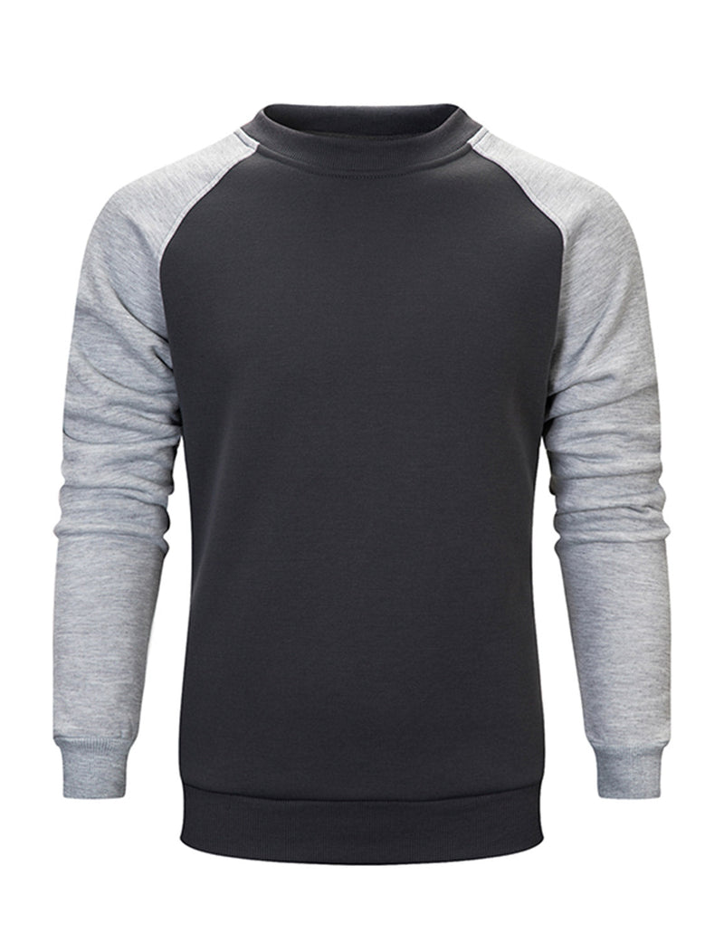 Men's Casual Color Block Round Long Sleeve Sweatshirt