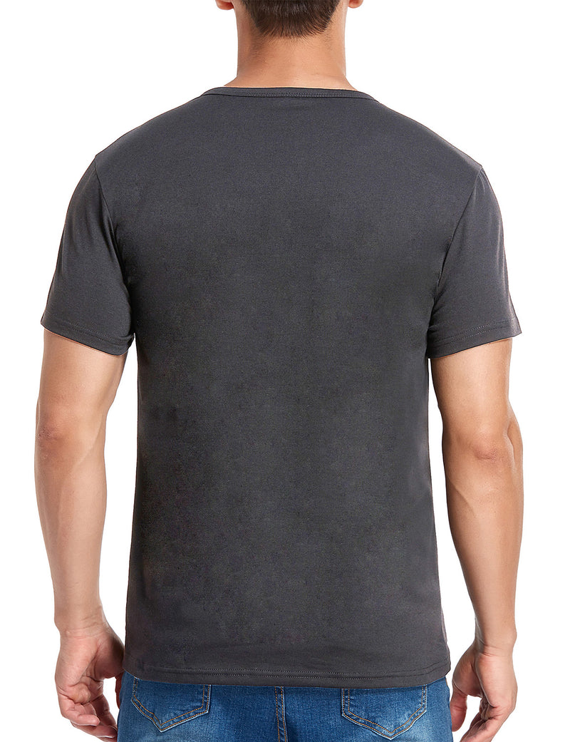 Men's Casual Solid Color Short Sleeve Henley T-shirt