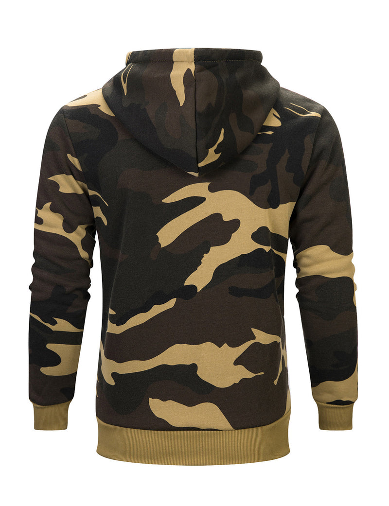 Men's Camo Long Sleeve Pullover Hoodie Fall Winter Sweatshirts
