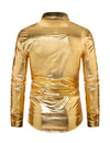 Men's Luxury Shiny Button Up Tuxedo Costume Long Sleeve Party Dress Shirt