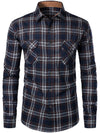 Men's Button Up Regular Fit Long Sleeve Plaid Flannel Casual Shirts