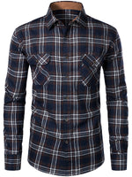 Men's Button Up Regular Fit Long Sleeve Plaid Flannel Casual Shirts