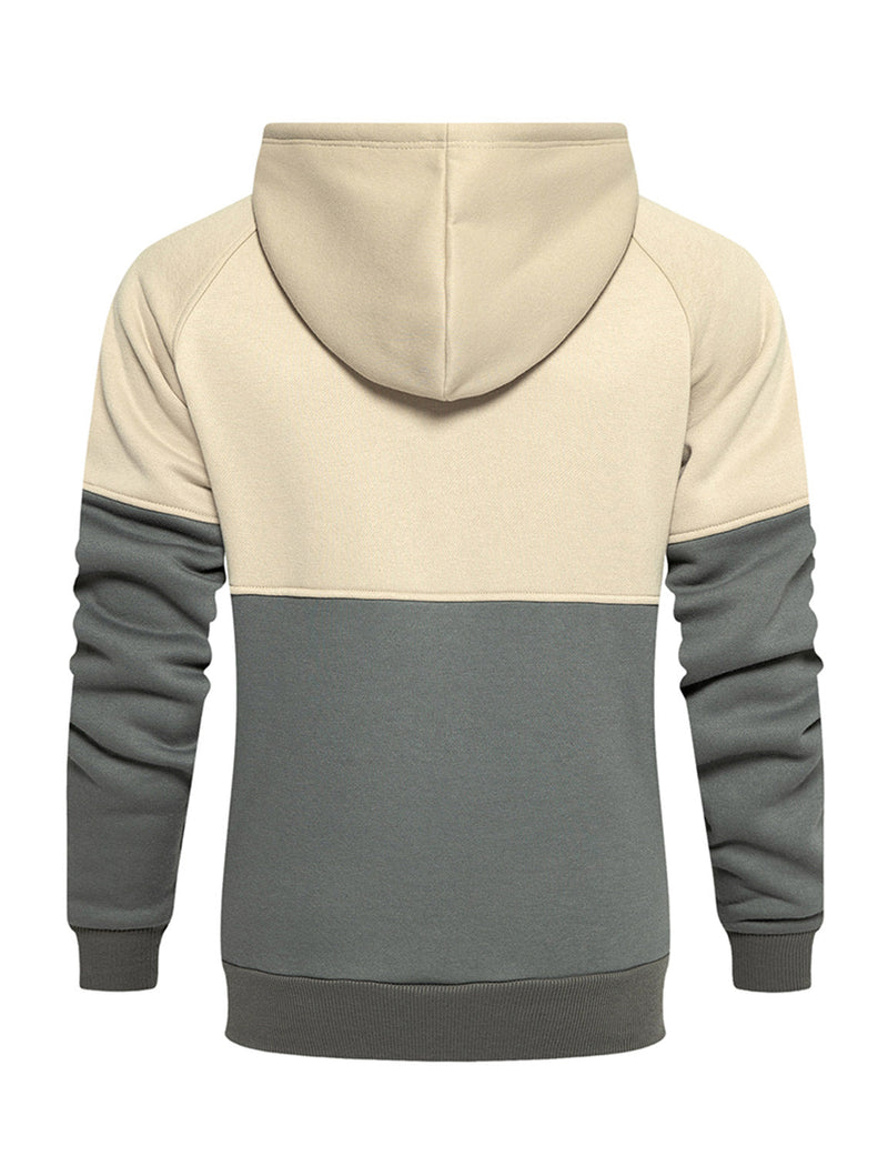 Men's Color Block Outdoor Casual Long Sleeve Pullover Hoodie Sweatshirts
