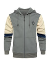 Men's Casual Color Block Long Sleeve Full-Zip Hoodie Zip Sweatshirt