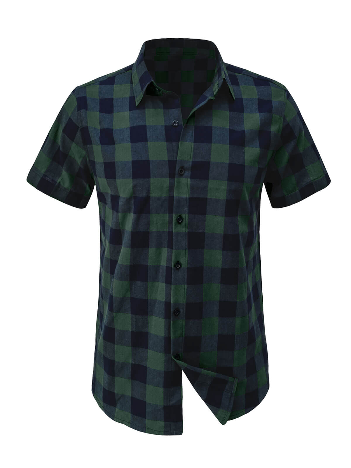 Men's Check Casual Cotton Button Up Plaid Holiday Short Sleeve Shirt