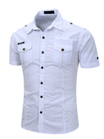 Men's Outdoor Casual Cotton Pocket Short Sleeve Shirt