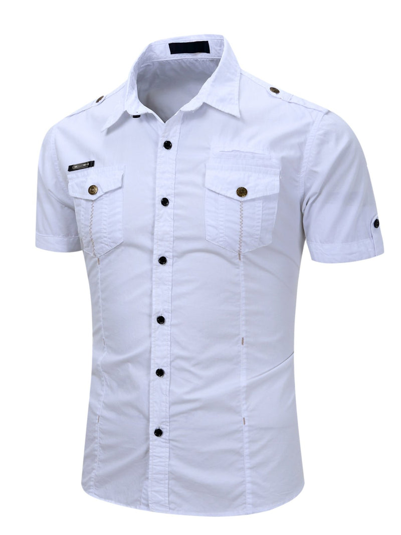 Men's Outdoor Casual Cotton Pocket Short Sleeve Shirt