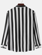 Men's Striped Casual Pocket Long Sleeve Fall Button Up Shirt