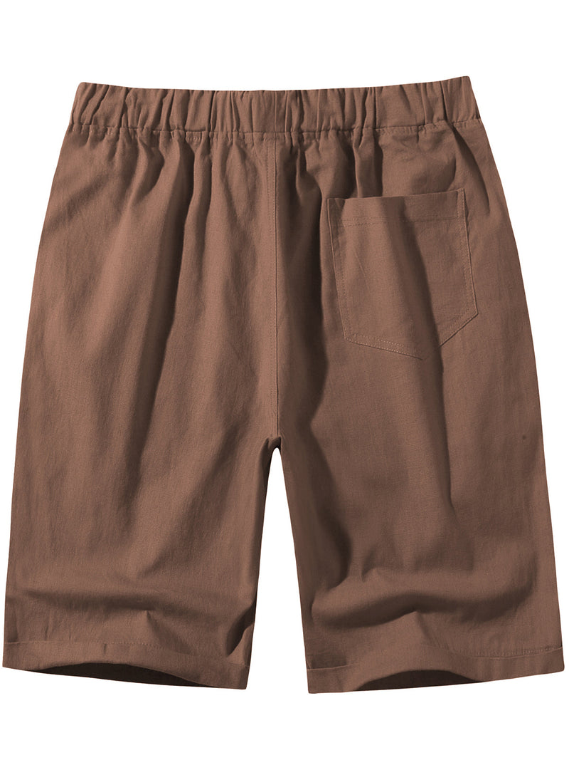 Men's Casual Solid Color Breathable Cotton Shorts