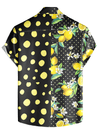 Men's Lemon Polka Dot Patchwork Print Short Sleeve Vacation Button Up Shirt