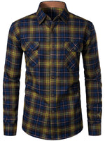 Men's Button Up Regular Fit Long Sleeve Plaid Flannel Casual Shirts