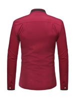 Men's Stand Collar Long Sleeve Button Up Slim Fit Casual Shirt