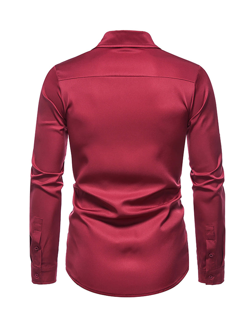 Men's Solid Color Classic Button Up Long Sleeve Casual Shirt
