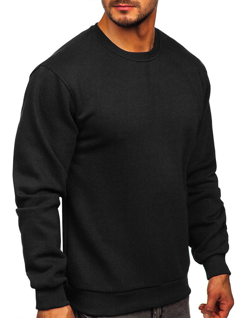 Men's Casual Round Collar Fall Winter Warm Long Sleeve Fleece Sweatshirt