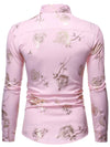 Men's Rose Print Casual Long Sleeve Shirts