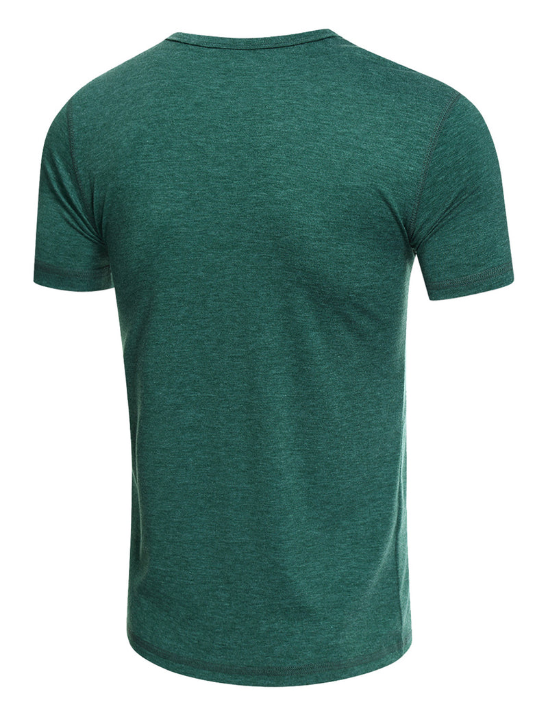 Men's Casual Solid Color Short Sleeve Henley T-shirt