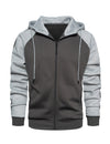 Men's Color Block Long Sleeve Casual Fall Winter Full-Zip Hoodie Zip Sweatshirt