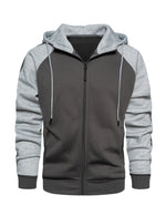 Men's Color Block Long Sleeve Casual Fall Winter Full-Zip Hoodie Zip Sweatshirt