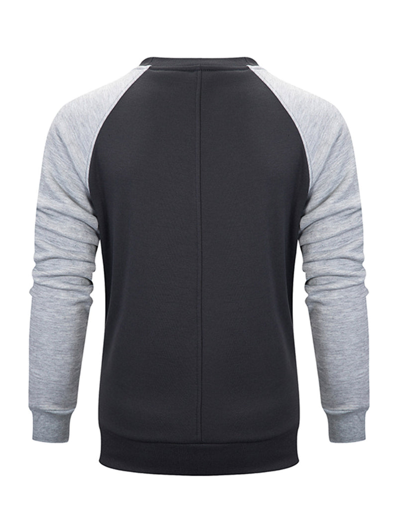 Men's Casual Color Block Round Long Sleeve Sweatshirt