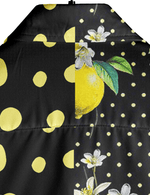 Men's Lemon Polka Dot Patchwork Print Short Sleeve Vacation Button Up Shirt