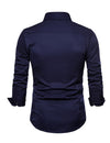 Men's Rose Embroidery Casual Long Sleeve Button Dress Shirt