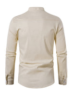 Men's Casual Henley Retro Lace Up Cotton Long Sleeve Shirt Drawstring Top