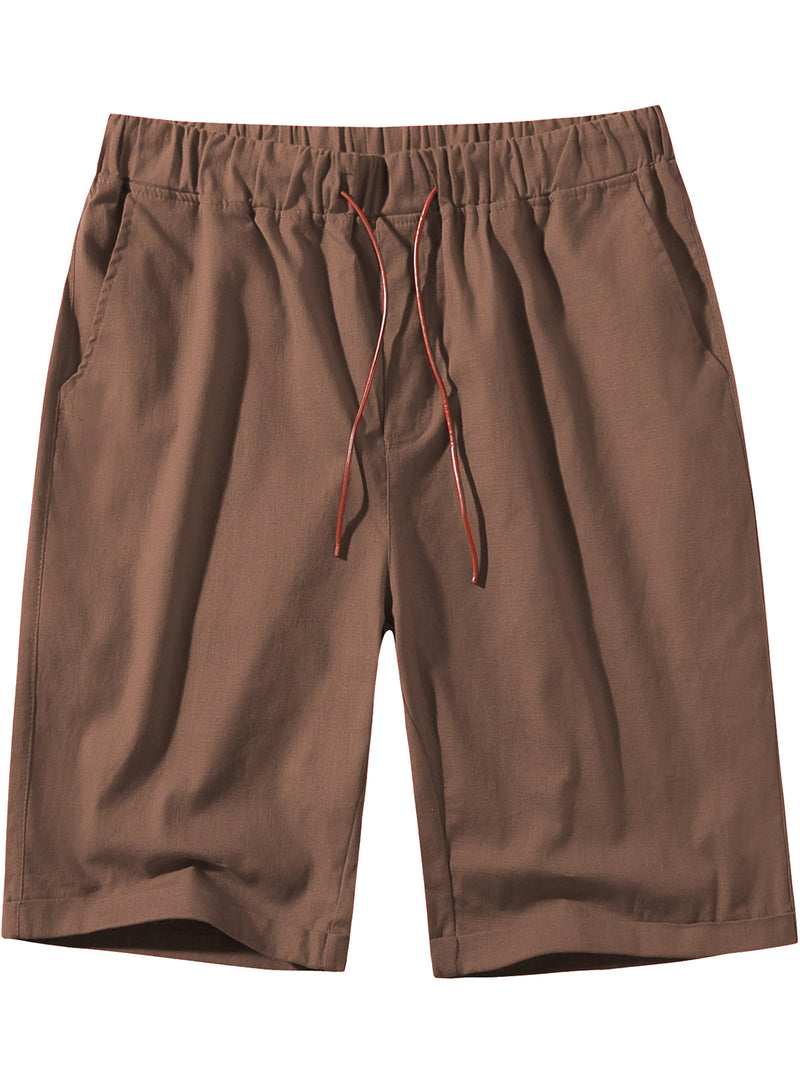 Men's Casual Solid Color Breathable Cotton Shorts