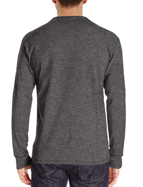 Men's Casual Henry Collar Solid Color Long Sleeve T-Shirt