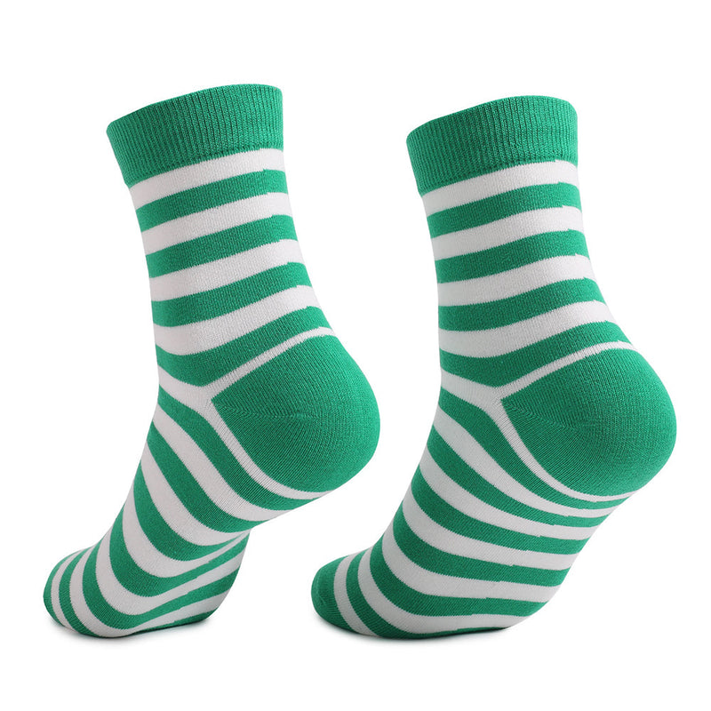 St. Patrick's Day Green Striped Print Festival Party Holiday Cotton Socks