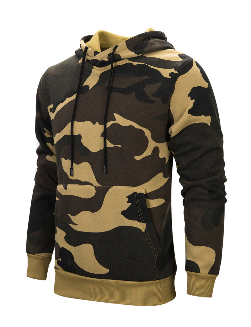 Men's Camo Long Sleeve Pullover Hoodie Fall Winter Sweatshirts