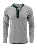 Men's Henry Collar Casual  Solid Color Long Sleeve T-Shirt