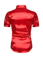 Men's Casual Solid Color Summer Short Sleeve Party Shirt