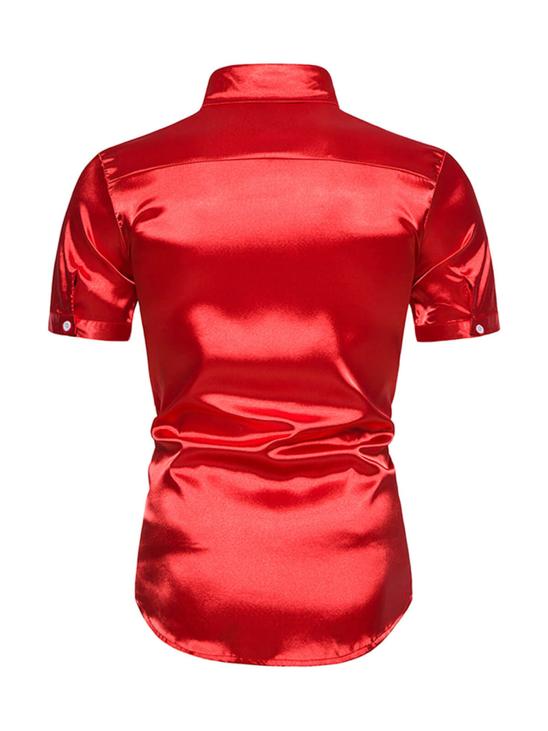Men's Casual Solid Color Summer Short Sleeve Party Shirt
