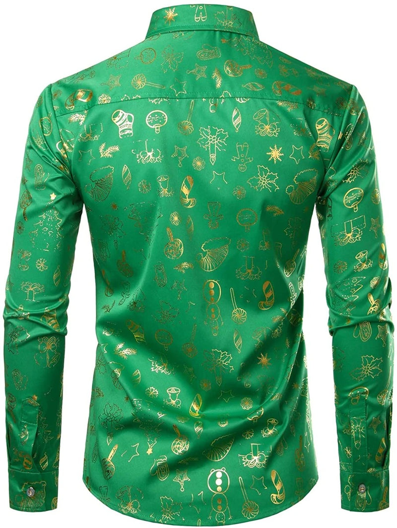 Men's Christmas Print Regular Fit Long Sleeve Shirt