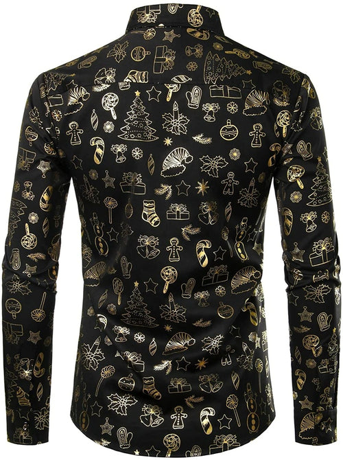 Men's Christmas Print Regular Fit Long Sleeve Shirt