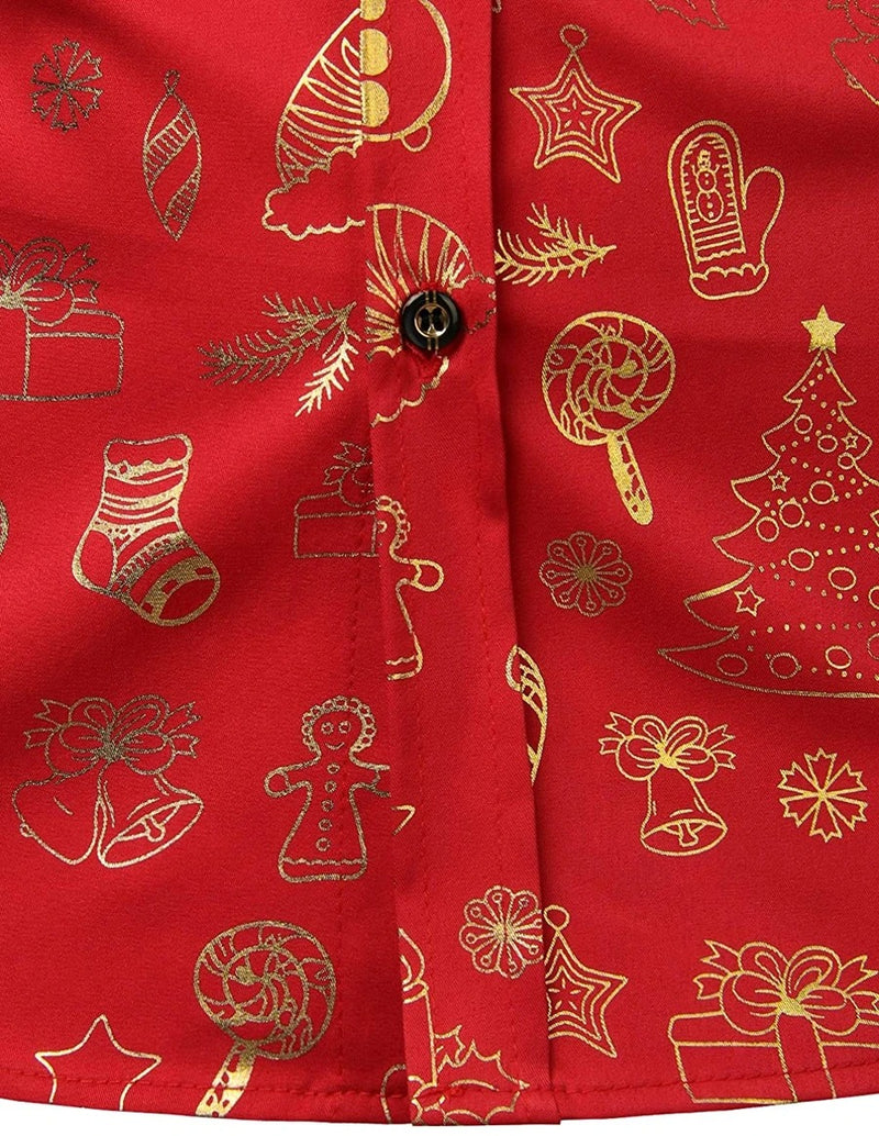 Men's Christmas Print Regular Fit Long Sleeve Shirt