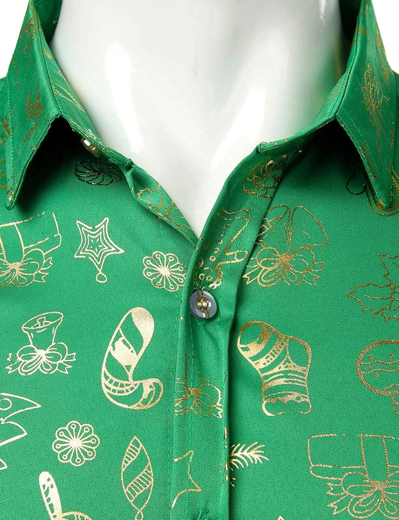 Men's Christmas Print Regular Fit Long Sleeve Shirt