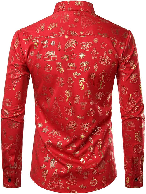 Men's Christmas Print Regular Fit Long Sleeve Shirt