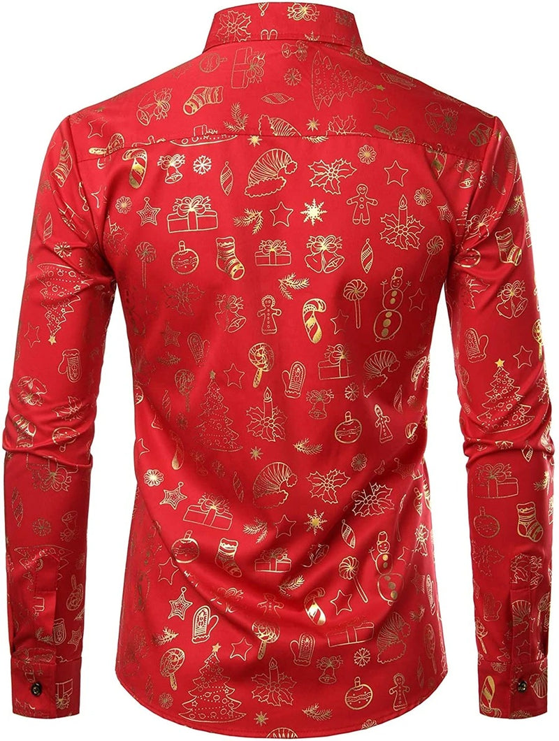 Men's Christmas Print Regular Fit Long Sleeve Shirt