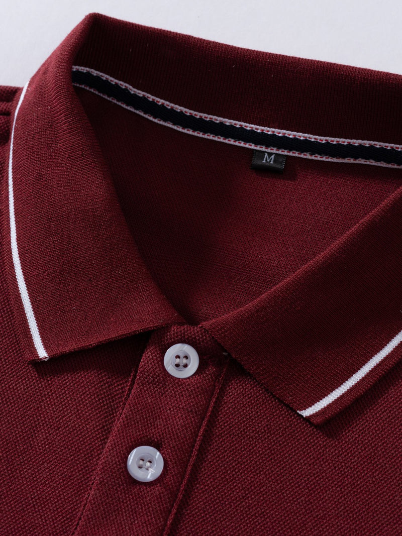 Men's Cotton Casual Solid Color Short Sleeve Polo Shirt