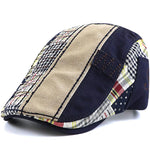 Men's cotton adjustable casual embroidered plaid fashion cap