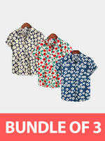 Bundle Of 3| Men's Floral Cotton Tropical Hawaiian Shirts