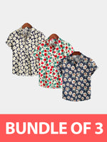 Bundle Of 3| Men's Floral Cotton Tropical Hawaiian Shirts