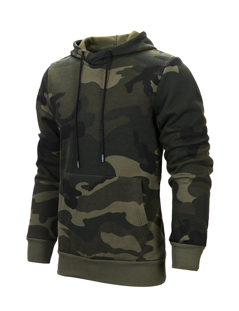Men's Camo Long Sleeve Pullover Hoodie Fall Winter Sweatshirts
