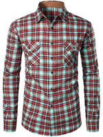 Men's Button Up Regular Fit Long Sleeve Plaid Flannel Casual Shirts