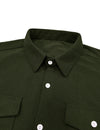 Men's Solid Color Double Pocket Button Up Casual Long Sleeve Fall Winter Shirt