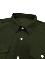 Men's Solid Color Double Pocket Button Up Casual Long Sleeve Fall Winter Shirt