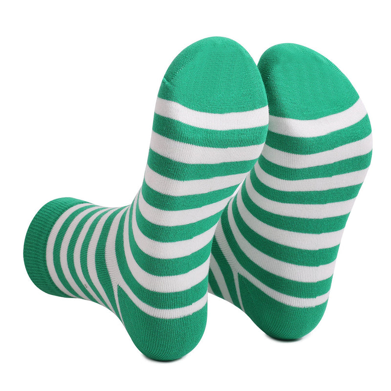St. Patrick's Day Green Striped Print Festival Party Holiday Cotton Socks