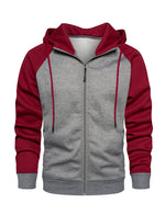 Men's Color Block Long Sleeve Casual Fall Winter Full-Zip Hoodie Zip Sweatshirt